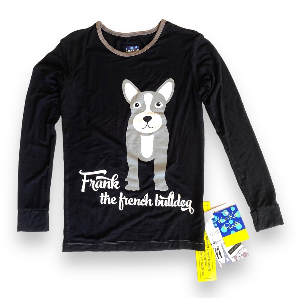 Kickee Pants Pajama Long Sleeve Shirt Frank the French Bulldog Bamboo Unisex 5